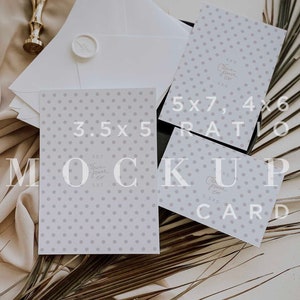 Mockup de invitación tropical, simulacro mínimo de la boda, minimalista neutral dry Palm Suite, descarga digital, 5x7 tarjeta Mock Up, objeto inteligente 014