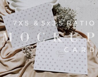 Picnic Invitation Mockup Suite, Neutral Wedding Invitation Mock Up, Digital Download, RSVP 7x5 or 5x3.5 Card Mock Up, Smart Object 025