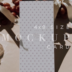 Old Money Glam Menu Mockup 4x9, Luxury Invitation Mockup, Real Photo PSD, Stationery Slim Card 029