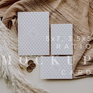 Neutrale Hochzeit Einladung Mockup, minimale Boho Mockup, digitaler Download, doppelseitig 5 x 7 und 4bar Gehäuse Karte Mock Up, Smart Objekt 008