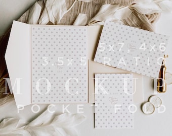 Neutral Pocketfold Invitation Mockup, Smart Object (Digital Download)