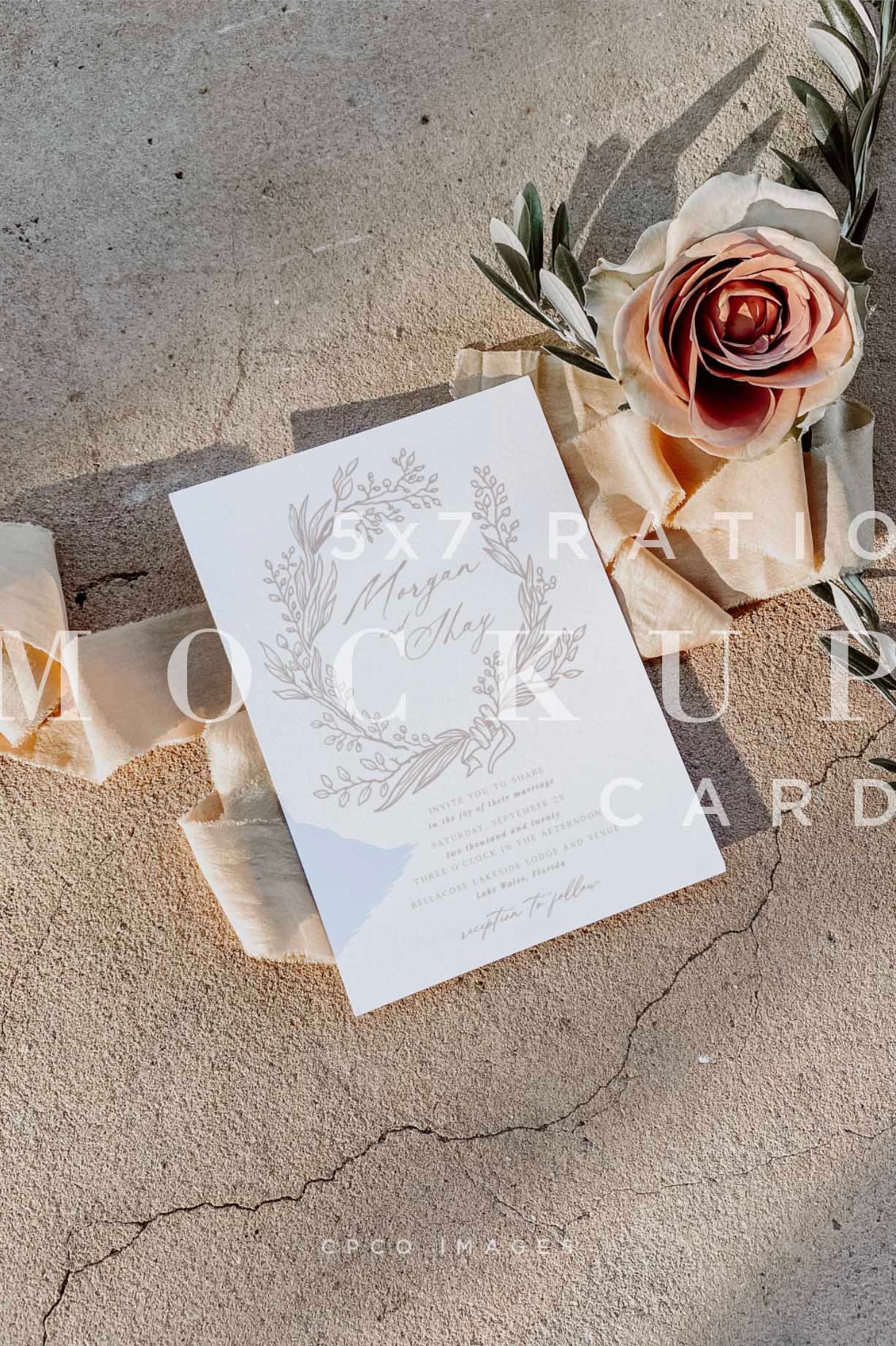 Romantic Wedding Invitation Mockup Minimal Mock Up Minimal Etsy