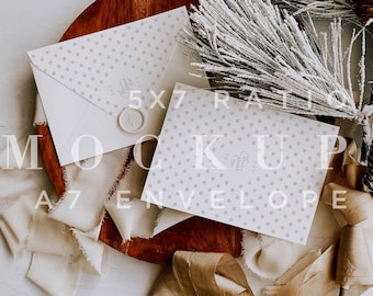Holiday Envelope Mockup, Busta formato A7 anteriore e posteriore, download digitale, carta Mock Up, Cancelleria Mockup, Mock, Smart Object