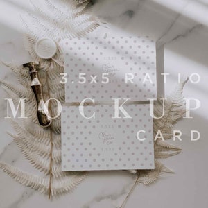 RSVP Card Wedding Invitation Mockup, Minimal White Mockup, Mock Up, Boho Mockup, Digital Download, 4bar Card Mock Up, Smart Object 011