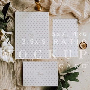 Neutrale huwelijksuitnodiging Mockup, Minimale Boho Moc kup, Digitale download, Dubbelzijdig 5x7, 4bar, 4x6 Enclosure Card, Smart Object 019