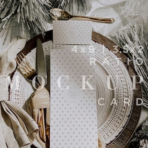 Holiday Dinner Menu Mockup, 4x9 Menu Card, Plaatskaart, Digitale Download, Briefpapier Mock Up, Mock, Diner Menu, Kerstmis, Smart Object