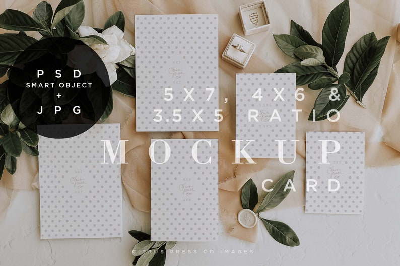 Wedding Suite Mockup Smart Object 003 Invitation Suite Flatlay 5x7 4x6 Enclosure Card Instant Download 3.5x5 RSVP Stationery