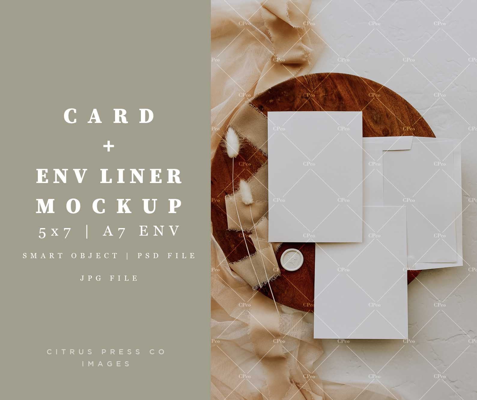 Envelope Liner Invitation Mockup Double sided 5x7 Card A7
