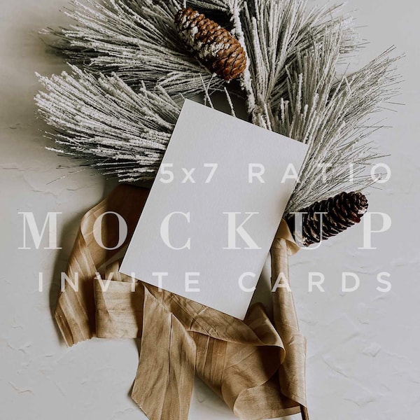 Holiday Invitation Mockup, 5x7 Card, A7 Envelope, Instant Download, Card Mock Up, Stationery Mockup, Mock, Stock Image