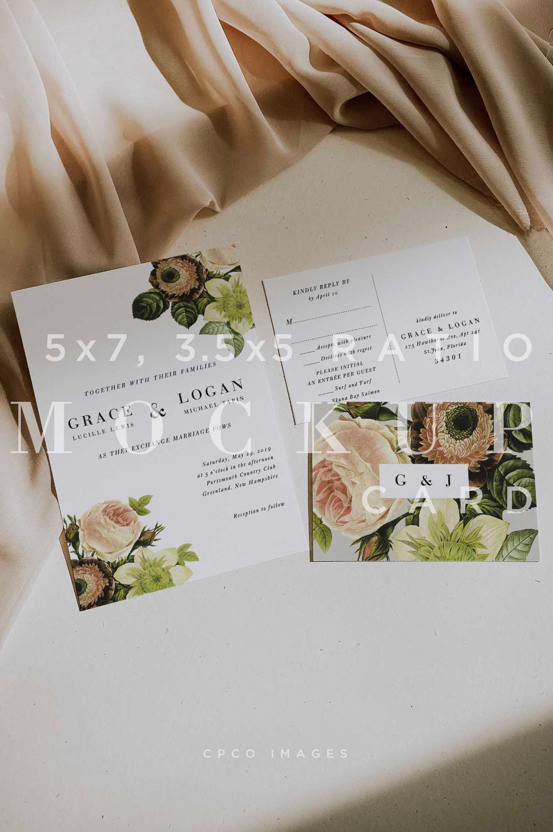 Modern Invitation Mockup Wedding Suite Minimal Mock Up Etsy