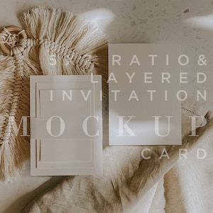 Boho Hochzeitseinladung Mockup, 5 x 7, geschichtete Karte, Wrap Band, digitaler Download, Karte Mock Up, Briefpapier, laden Mockup, Smart-Objekt 002