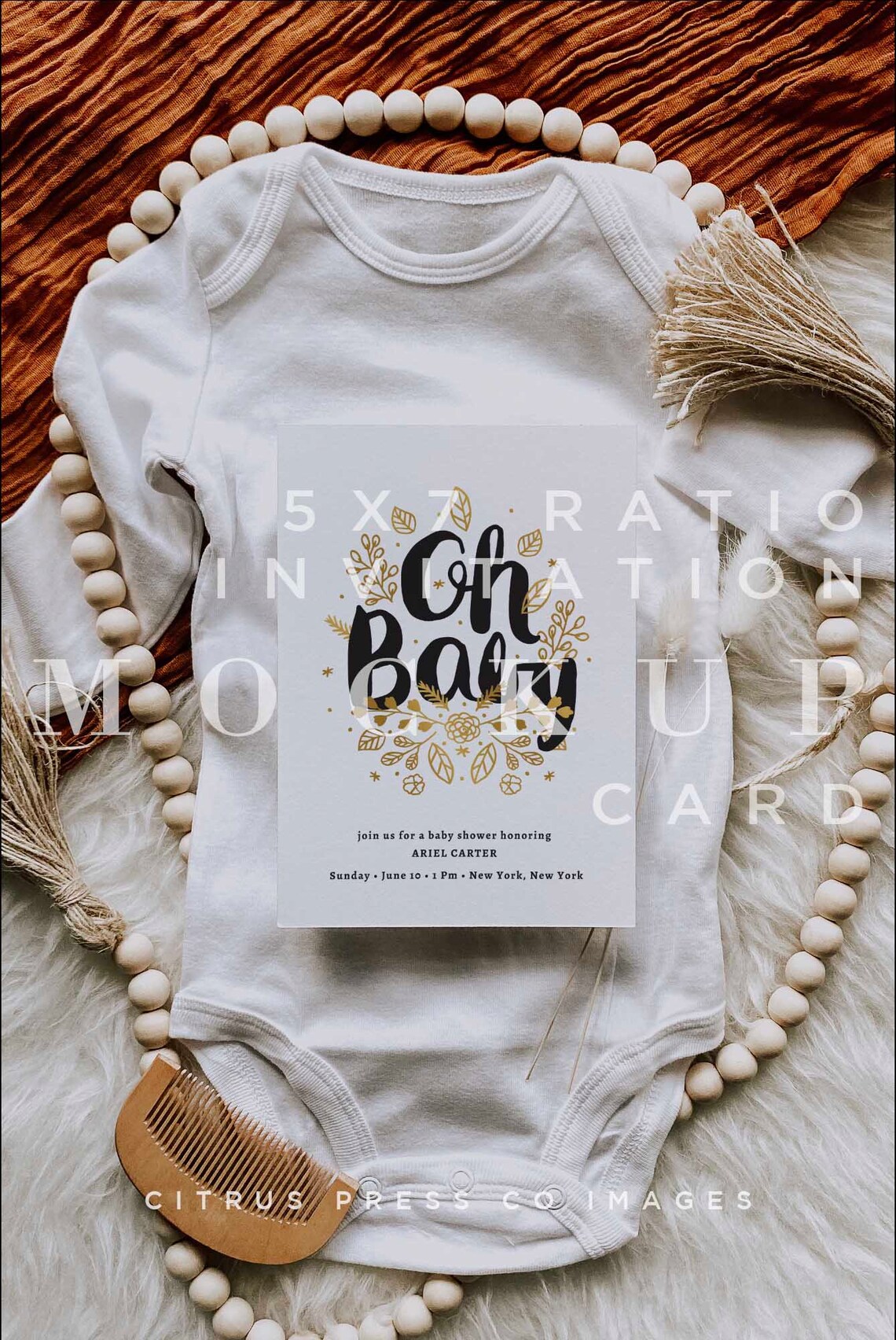 Download Baby Invitation Mockup Baby Shower Mock Up Rust Boho Baby | Etsy