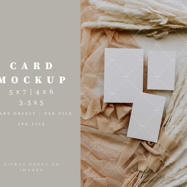 Invitation Suite Mockup, Double Sided 5x7, 4x6, 3.5x5 Card, Instant Download, Invitation Card Mock Up, Stationery Mockup, Invite Mockup