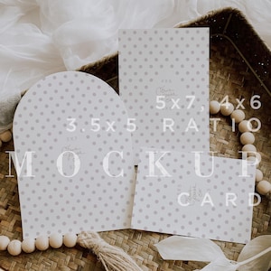 Arch Invitation Suite Mockup, 3 PC Suite Neutral Wedding Mock Up, Boho Earthy Digital Download, papelaria Flat Lay Card, Smart Object 023