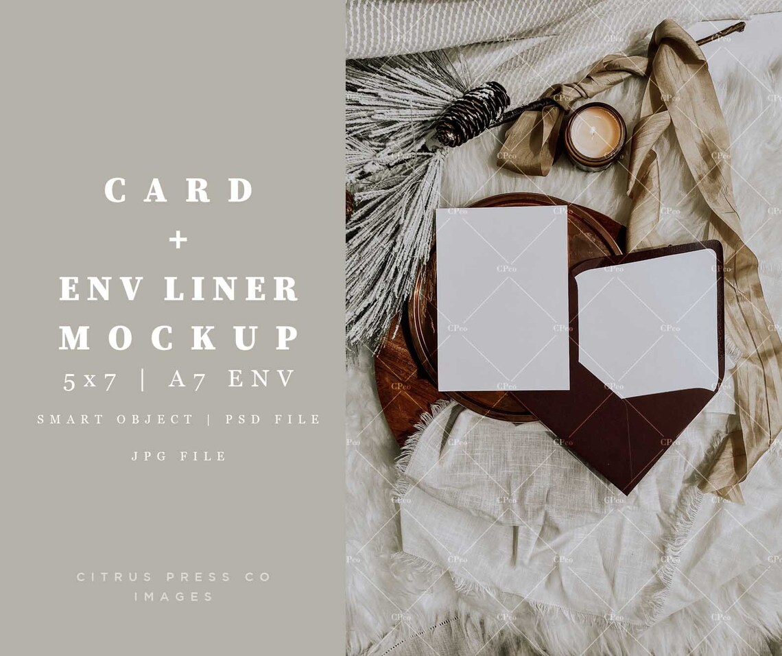 Holiday Envelope Liner Invitation Mockup 5x7 Card A7 Etsy