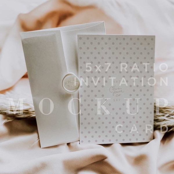 Invitation Card Mockup, Single 5x7 Card, Wedding, Digital Download, Card Mock Up, Stationery Mockup, Stock Photo, Greeting Card 009