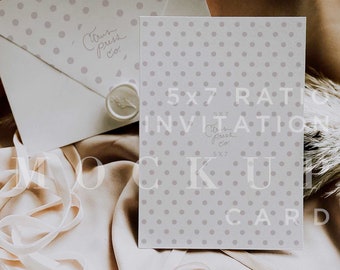 Invitation Card Mockup, Single 5x7 Card, Wedding, Digital Download, Card Mock Up, Stationery Mockup, Stock Photo, Greeting Card 009