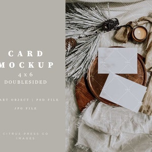 Mockup de postal de vacaciones, tarjeta de doble cara 4x6, descarga digital, tarjeta de mock up, mockup de papelería, mock, objeto inteligente, tarjeta de felicitación