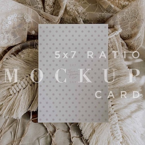 Boho Hochzeitseinladung Mockup, Boho Mock Up, minimale Mockup, Makramee, flache Lay, digitaler Download, 5 x 7 Karte Mock Up, Smart Objekt 012