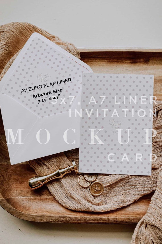 Pointed Envelope Liner Mockup, A7 Euro Flap Envelope Liner, Wedding Flatlay, Digital Download, Card Mock Up, Stationery, Smart Object 008