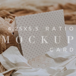 A2 Gefaltete Dankeskarte Mockup, Neutral gefaltete Karte Mock up, Hochzeit Briefpapier, Minimal Mockup, Digitaler Download, Smart Object 008