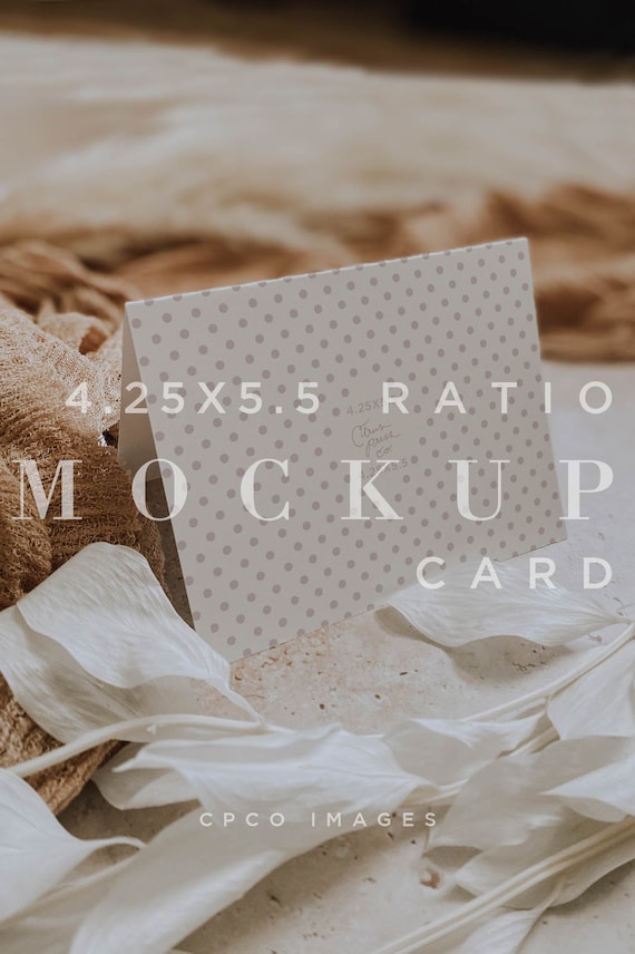 A2 Folded Card Mockup, Neutral Wedding Stationery (Digital Download)