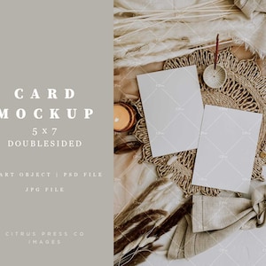 Wedding Invitation Mockup Photo, Instant Download, 5x7 Card Mock Up, Briefpapier Mockup, Smart Object, Stock Photo, Invitation Mockup 001