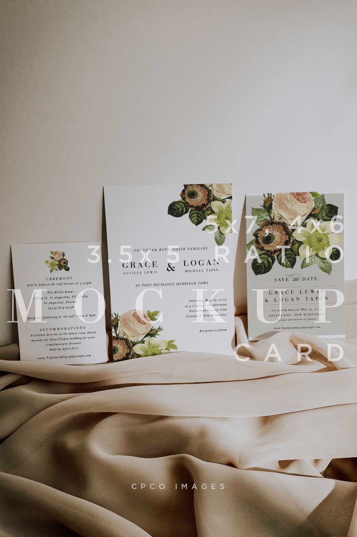 Neutral Invitation Mockup Wedding Suite Minimal Mock Up Etsy