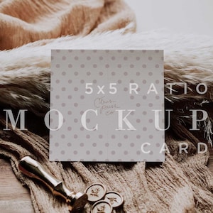 Neutrale bruiloft uitnodiging Mockup, Minimal Square Uitnodiging, Mock Up, Boho Mockup, Digitale Download, 5x5 Card Mock Up, Smart Object 008