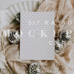 Invitation Mockup Suite Disco Ball Neutre Papier Mock Up Party Mockup Invitation Téléchargement numérique 5x7 Papier Carte Mock Up Smart Object 020