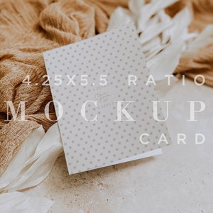 A2 Folded Thank You Card Mockup, Neutral Folded Card Mock Up, Wedding Stationery, Minimal Mockup, Digital Download, Smart Object 008