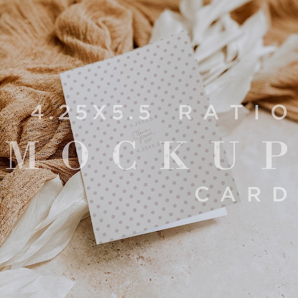 A2 Folded Thank You Card Mockup, Neutral Folded Card Mock Up, Wedding Stationery,  Minimal Mockup, Digital Download, Smart Object 008