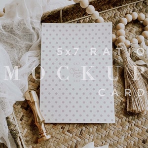 Boho Uitnodiging Mockup, 5x7 Neutrale Bruiloft Uitnodiging Mock Up, Digitale Download, Briefpapier Flat Lay Card, Smart Object 023