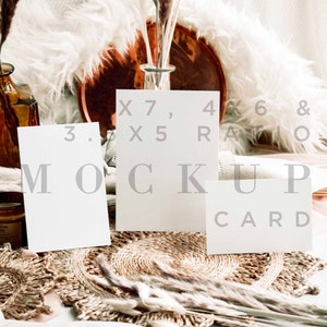 Boho HochzeitSeinladung Mockup Foto, Instant Download, 5x7, 4x6, 3,5x5 Karte Mock Up, Briefpapier Mockup, Einladung Mockup, Smart Object 001