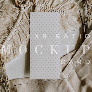 Boho Wedding Menu Mockup, 4x9, Digitale Download, Uitnodigingskaart Mock Up, Briefpapier Mockup, Uitnodigen Mockup, Stock Photo, Smart Object 002