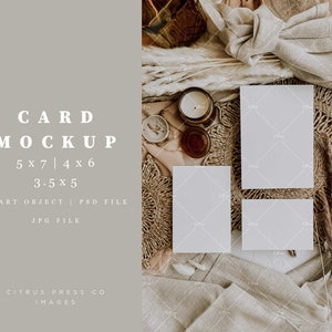 Boho Invitation Suite Mockup,  5x7, 4x6, 3.5x5 Card, Instant Download, Invitation Card Mock Up, Stationery Mockup, Invite Mockup, 001