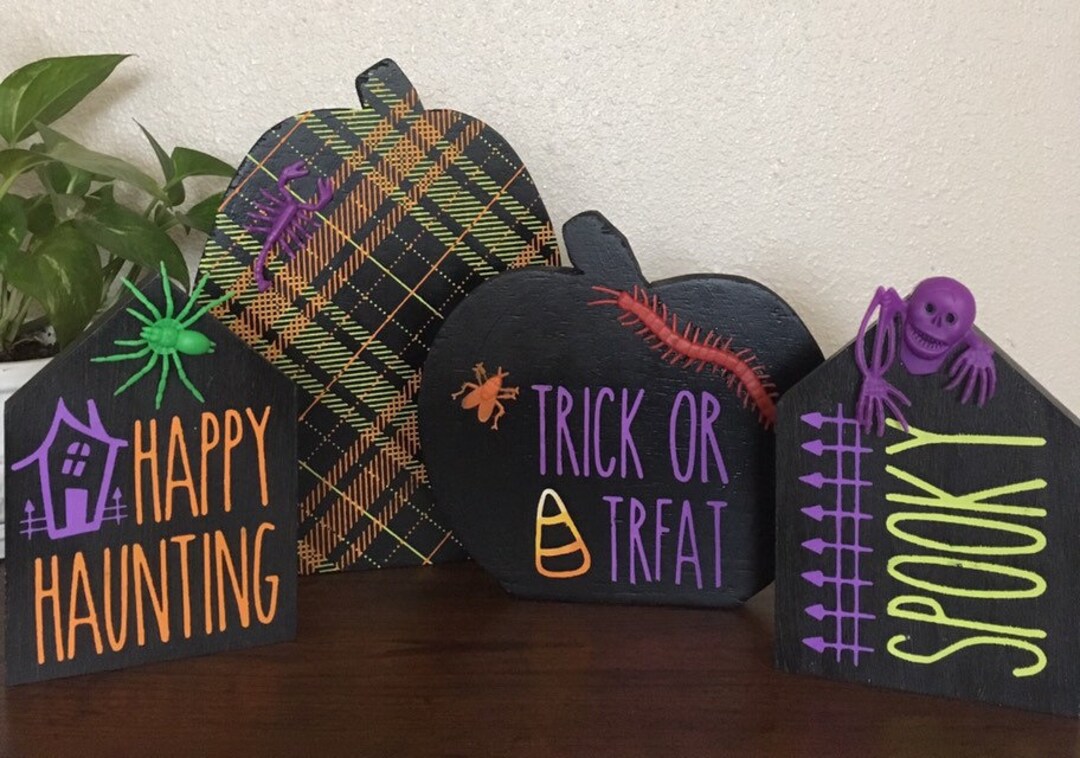 Chalk Couture Halloween Decor Pumpkins Wood Houses Spooky Etsy