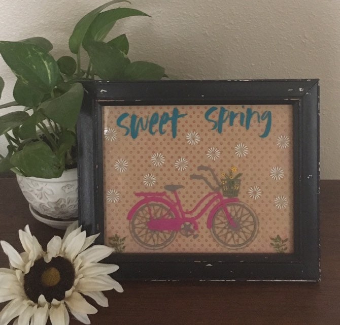 Sweet Spring Chalk Couture Bicycle Wood Frame Picture Desk Top Wall Decor Flowers - Couture Wall Decor Sweet Spring Chalk Couture Bicycle Wood Frame Picture Desk Top Wall Decor Flowers - Couture Wall Decor