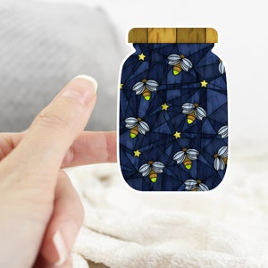 firefly sticker, firefly jar sticker, mason jar sticker, jar of fireflies sticker, firefly gifts