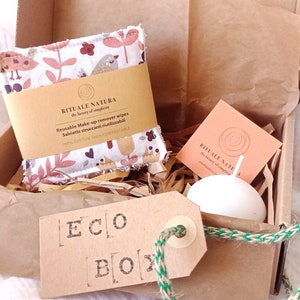Eco Box Regal ökologisch, Make-up und Schönheit, Idee komplett, Stellen Sie Schönheit ein Mann, Salviette riutilizzabili und Kompostierbar