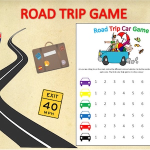 Printable Road Trip Game for Children~Identify Vehicle Colors~Digital Road Trip Activity~Traveling Game~Travel Activity~Road Trip Game