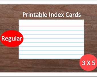 Lined Printable Index Cards~3x5~Recipe Cards~School Supplies~Office Supplies~Digital Index Cards~Digital Download