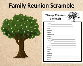 Instant Download Family Reunion Word Scramble~Family Reunion Printable Game~Family Reunion Activity~Family Word Game~Family Activities