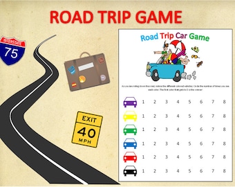 Printable Road Trip Game for Children~Identify Vehicle Colors~Digital Road Trip Activity~Traveling Game~Travel Activity~Road Trip Game