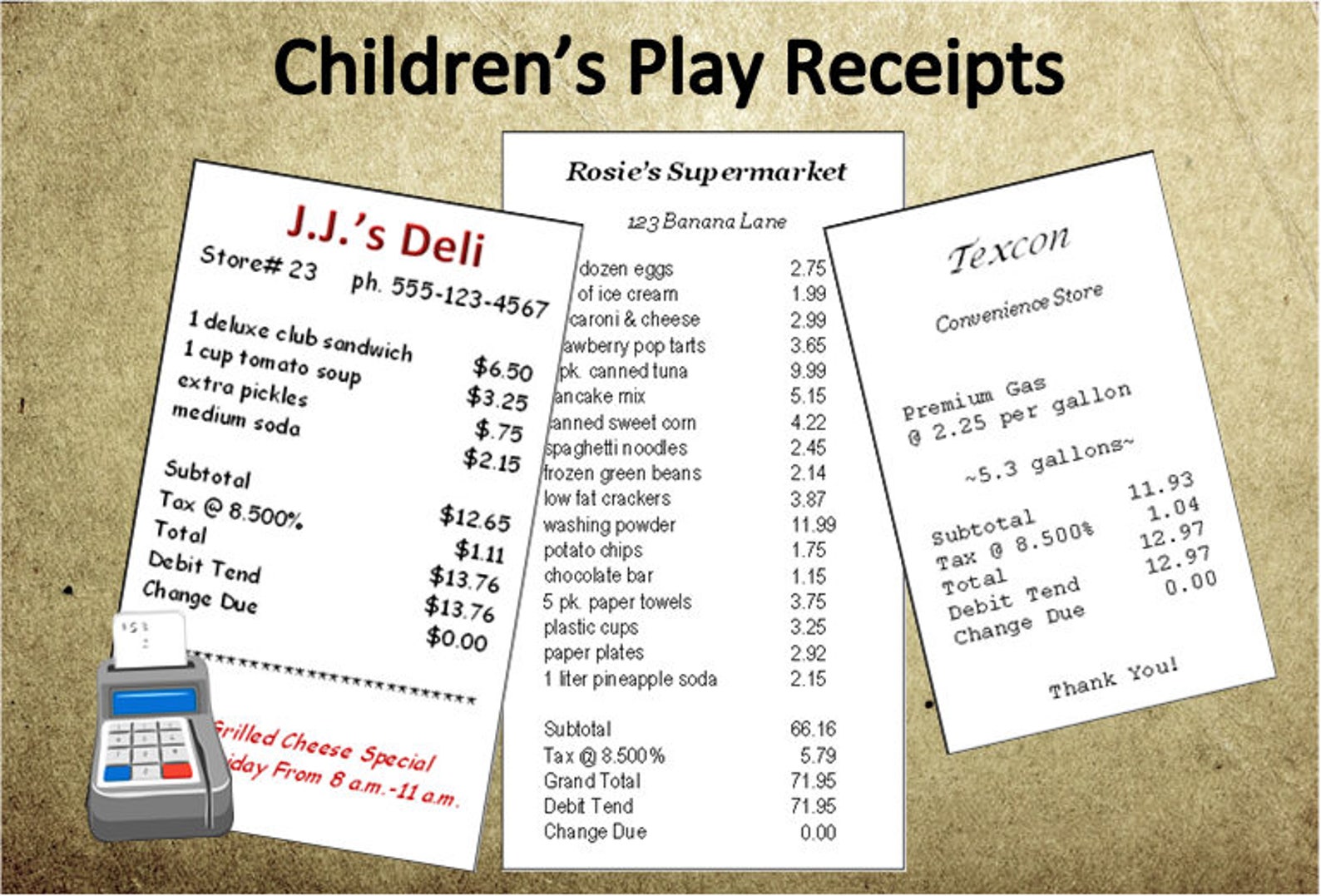 Printable~pretend Play Receipts~play Store Receipts~toy Receipts~toy ...