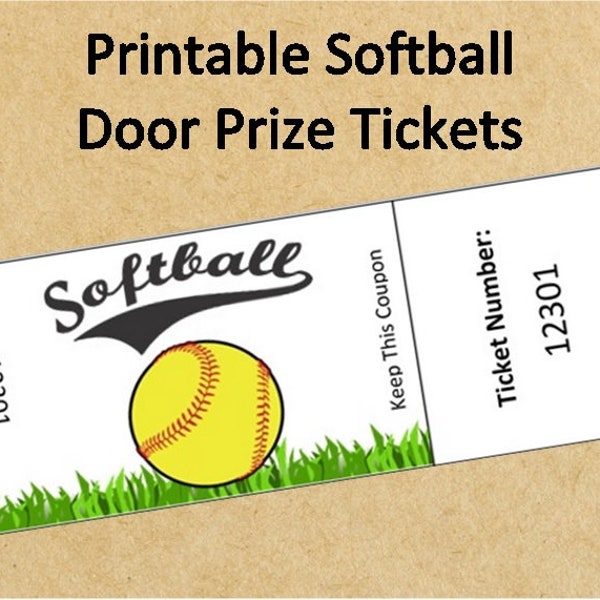 100 billets numérotés!~Téléchargement instantané du prix de porte de softball ou des billets de tombola~Billets de tombola de softball imprimables~Billets de fête de surveillance de softball