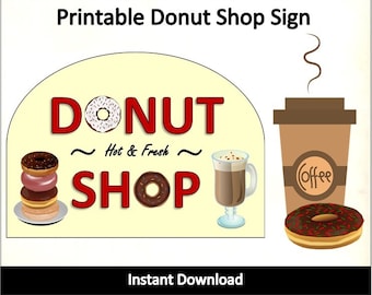 Instant Download Pretend Play Donut Shop Sign~Printable Donut Shop Sign~Cafe~Dramatic Play~Kids Doughnut Shop Accessories