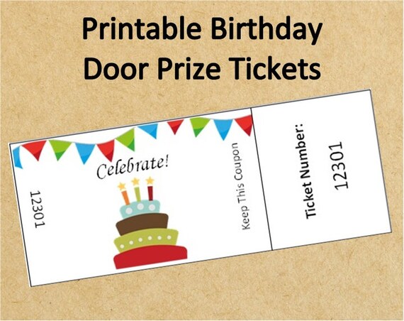Printable Birthday Party Door Prize Tickets Up To 40 Tickets Instant Download Birthday Raffle Tickets Birthday Digital Game Door Tickets