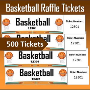 500 Tickets!~Instant Download Basketball Raffle Tickets~Printable Basketball Raffle~Basketball Watch Party Game~Basketball Raffle Game
