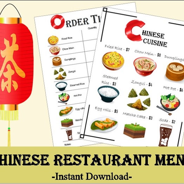 Pretend Play Chinese Restaurant Menu Set~Dramatic Play Chinese Restaurant Menu Set~Pretend Play Asian Restaurant Menu~Restaurant Menu Set